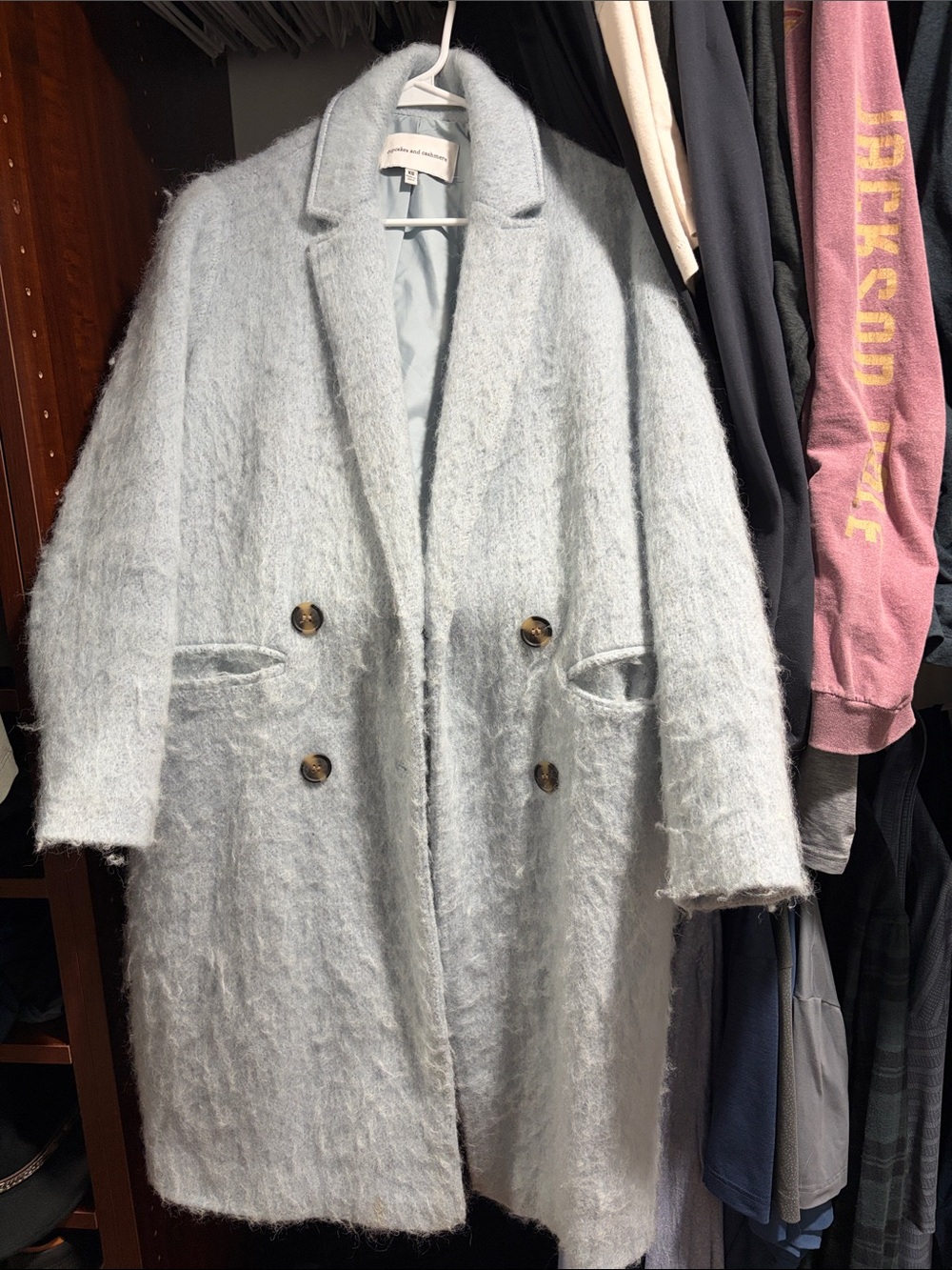 cupcakes & cashmere blue Fuzzy Double-Breasted Pea Coat